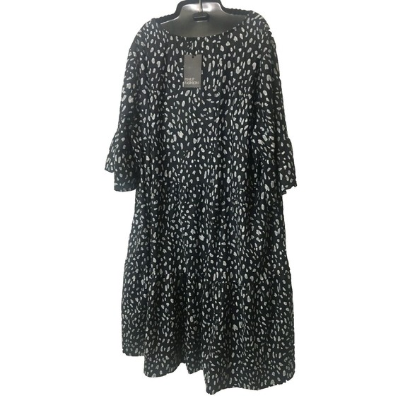 Fashion Women Stretch Plus Size Dress 24W Black Gray Cheetah Prt Church Work D6 - Picture 6 of 10